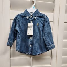 Nwt Bin Si Light Blue Denim Shirt With Button Closure, Casual Button-up Tops For Playtime, Casual Shirt With Button Closure For Playtime, Casual Buttoned Shirt For Playtime, Casual Playtime Shirt With Buttons, Fitted Casual Shirt For Playtime, Blue Shirt With Buttons For Playtime, Blue Button-up Tops For Playtime, Blue Shirt For Playtime