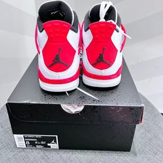 With A Red Heel, Black Jump Man Logo, Cement Ash And White Midsole Finish, The Overall Appearance Level Is Still Very High Red Air Jordan 4 High-top With Rubber Sole, Red High-top Air Jordan 4 With Rubber Sole, Red Low-top Air Jordan 4 With Rubber Sole, Jump Man Logo, Jordan 4 Red, Cement Color, Man Logo, Red Heels, Jordans For Men