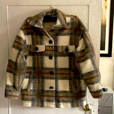 Brand New Size Small Tag Attached Super Cute Flannel Jacket. Zara Fall Shacket For Workwear, Zara Shacket For Workwear In Fall, Zara Shacket For Fall Workwear, Zara Fall Workwear Shacket, Trendy Cream Winter Shacket, Zara Long Sleeve Shacket For Winter, Zara Long Sleeve Shacket For Fall, Zara Long Sleeve Winter Shacket, Trendy Cream Shacket For Winter