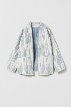 PIPED JACQUARD KIMONO - Light blue | ZARA United States Jacket Outfit Women, Ikat Dress, Quilted Clothes, Zara Kids, Kimono Jacket, Zara Jackets, Denim Jumpsuit, Quilted Jacket