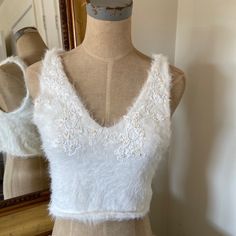 Brand New Without Tags No Flaws White Sequined Crop Top, Fitted White Embellished Top, Embellished Crop Top, Southern Gothic, Urban Outfitters Tops, Urban Outfitters, Color White, Crop Top, Womens Tops