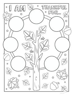 a printable thanksgiving tree for kids to color