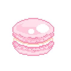 an image of a pink donut pixelated in pixels