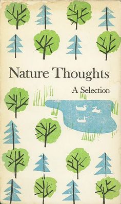 a book cover with trees and water in the foreground, on top of a white background