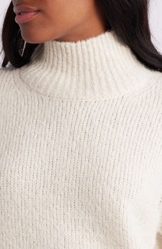 Feel the warmth in this fuzzy textured turtleneck sweater knit with soft ribbing. 24" length (size Medium) Turtleneck Long sleeves Ribbed cuffs and hem 63% polyester, 29% acrylic, 8% wool Machine wash, dry flat Imported Winter White High Neck Sweater, Soft Knit Turtleneck Sweater, Winter Textured Knit High Neck Turtleneck, Cream Turtleneck For Layering In Winter, Cream Ribbed Turtleneck For Winter, Cozy Textured Knit High Neck Turtleneck, Cozy Textured Knit High-neck Turtleneck, White Textured Knit Turtleneck For Winter, Beauty Advice