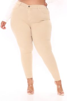 Available In Khaki. High Rise -11" Rise Skinny Jean Faux Front Pockets Functional Back Pockets Super Stretch Fabric 30" Inseam 52% Tencel 36% Cotton 10% Elasterell 2% Spandex Imported | Classic High Waist Skinny Jeans in Khaki size 1 by Fashion Nova Stretch Denim Pants, Curve Jeans, Khaki Fashion, Womens Loungewear, Dark Denim, Say Hi, High Jeans, Denim Pants, Stretch Denim