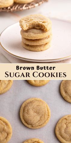 brown butter sugar cookies stacked on top of each other