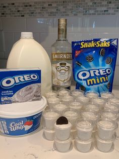 ingredients to make ice cream sitting on a counter