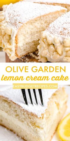 Copycat Olive Garden Lemon Cream Cake Olive Garden Lemon Cream Cake, Lemon Cream Cake, Cross Cake, Copycat Olive Garden, Torte Cupcake, Lemon Cake Recipe, Lemon Dessert Recipes, Easy Budget, Dessert Simple