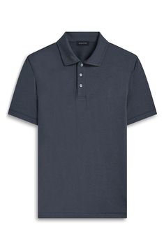 Fend off the sun's rays in this polo made from stretchy performance fabric with UPF sun protection. 28" length Button half-placket Spread collar Short sleeves UPF 50+ sun protection 88% polyester, 12% spandex Machine wash, dry flat Imported Navy Moisture-wicking Collared Polo Shirt, Navy Collared Moisture-wicking Polo Shirt, Navy Collared Polo Shirt With Moisture-wicking, Summer Collared Polo Shirt With Moisture-wicking, Casual Polo Shirt With 4-way Stretch, Performance Fabric, Upf 50, Sun Protection, 50 %