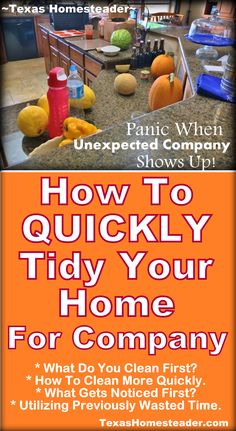 Quickest Way To Tidy The House When Unexpected Company Is Coming. ~ Texas Homesteader ~ Getting House Ready For Thanksgiving, Clean House For Guests, Deep Clean Before Holidays, Clean Before Guests Arrive, Cleaning Before Guests Arrive, How To Keep Your House Clean While Working Full Time, Full House Clean In One Day, Tidy House, Porch Rocker