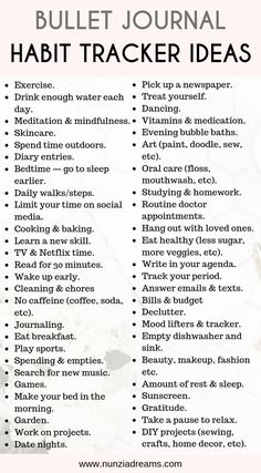 What Would Make Today Great List, Good Habits To Start In Your 30s, Morning Routine Habit Tracker, Productive Journal Ideas, Habits Tracker Ideas, Things To Track In Bullet Journal, How To Start A Bullet Journal Inspiration, Goals To Set For Yourself List, Goal Tracker Ideas