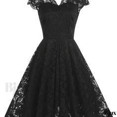 Bjux - Elegantly Designed Solid Contrast Lace Dress with V-Neck and Cap Sleeves - A Perfect Addition to Womens Party Wear Collection 50s Goth, Black Lace Wedding Dress, Floral Lace Shorts, Embroidery Vintage, Illusion Dress, Formal Party Dress, Womens Cocktail Dresses, Elegant Dresses For Women, Vestidos Vintage