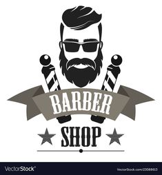 barber shop emblem with beard and mustache