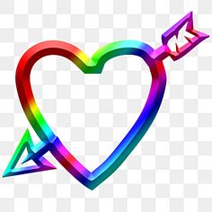 a rainbow colored heart with an arrow in the middle, on a transparent background png