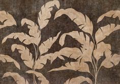 a painting of some plants on a brown background