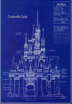 a blueprint drawing of the cinderella castle