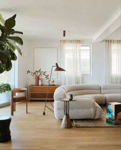 the living room is clean and ready to be used as an office or family room