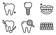 dental care line icon set on white background