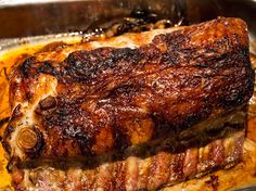 a piece of meat sitting on top of a pan