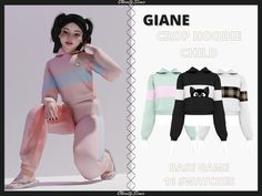 Giane - Crop Hoodie & Jogger Pants - SET Sims Packs, Sims 4 Download