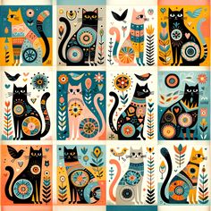 an image of many cats in different colors