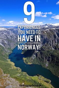 the top of a mountain with text that reads 9 experiences you need to have in norway