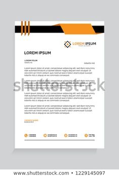 an orange and black business letterhead on a gray background with place for your text