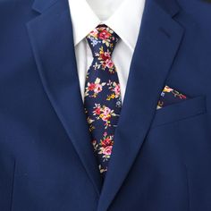 Navy dark blue floral slim tie for men with matching pocket square sold as a set. Color:  Dark Blue Floral Material: Cotton Adult Slim Regular Length Necktie:  approx. 2.75 inches wide and 58 inches long Matching Pocket Squares: approx. 9 inches by 9 inches RETURN/EXCHANGE POLICY:  Please notify/message seller regarding an exchange and/or return within 30 days after delivery of package to open a case and we will walk you through the next steps.     CUSTOMER SERVICE:  We strive to provide the bes Blue Ties With Pocket Square For Office, Navy Blue Groom Suit Floral Tie, Luxury Navy Tie For Semi-formal Occasions, Blue Silk Ties For Semi-formal Occasions, Elegant Blue Semi-formal Pocket Square, Blue Necktie, Slim Tie, Tie For Men, Wedding Ties