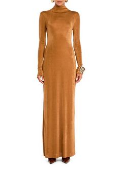 Long sleeve, high neck maxi dress 94% Polyester, 6% Spandex Made in China Model is 5'10" wearing size S Fall Maxi Dress, High Neck Maxi Dress, Sheath Gown, Maxi Dresses Fall, Ruffle Long Sleeve, Maternity Shops, Modern Outfits, Designer Clothes For Men, Fashion Story