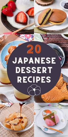 Collage of 20 Japanese dessert recipes. Featured are mochi with a strawberry filling, dorayaki pancakes with red bean paste, crispy leaf-shaped cookies, silky pudding in a glass, warabi mochi sprinkled with kinako and drizzled with syrup, and a delicate pink sakura mochi wrapped in a cherry leaf. Wagashi Recipe, Matcha Brownies, Japanese Dessert Recipes, Strawberry Mochi, Japanese Desserts, The Best Desserts, Easy Japanese Recipes, Japanese Sweet, Best Desserts