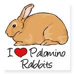 a brown rabbit sitting next to the words i love palomino rabbits on a white background