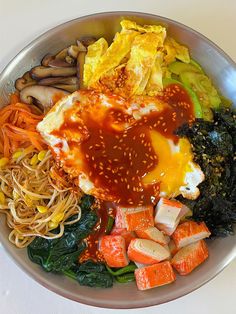 a bowl filled with different types of food