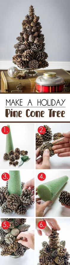 how to make a holiday pine cone tree with instructions for making it from pine cones