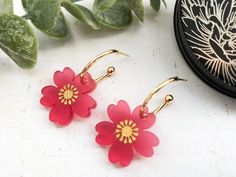 Flower Earrings Dangle, Geometric Hoop Earrings, Statement Hoop Earrings, Earring Wire, Abstract Earrings, Earrings Handmade Dangle, Frosted Acrylic, Big Hoop Earrings, Open Hoop Earrings