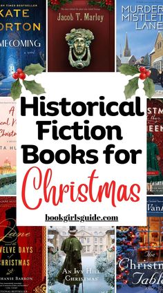 historical fiction books for christmas with the title overlaying it in red and green