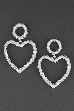 Textureddesign Size: 1.5 x 2.2" Heart Drop Earrings, Textured Design, Texture Design, Silver Heart, Heart Ring, Diamond Necklace, Silver Necklace, Drop Earrings, Texture