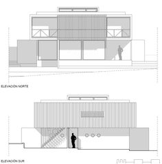 two diagrams showing the different sections of a building