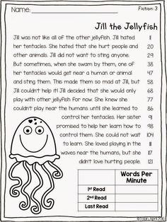 the jellyfish worksheet for 3rd grade students to learn how to read it