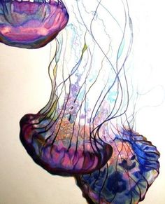 an image of jellyfish watercolor - doesn't always have to be upright jellyfish watercolor