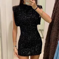 Questions? Leave A Comment Below! Backless Short Dress, Cardigan Rosa, Midi Dress Elegant, 파티 드레스, Elegant Party Dresses, Sequin Party Dress, Long Sleeve Sequin, Sequin Mini Skirts, Mini Dresses For Women