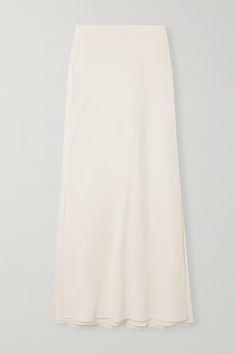 Elegant White Maxi Skirt For Work, Elegant Cream Skirt For Daywear, Elegant Cream Asymmetrical Skirt, Chic White Silk Maxi Skirt, White Relaxed-fit Silk Skirt, White Silk Skirt With Relaxed Fit, White Relaxed Fit Silk Skirt, White Relaxed Silk Skirt, White Silk Maxi Skirt