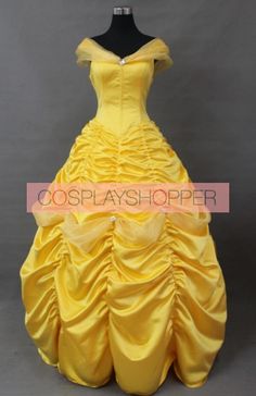 a yellow princess dress is shown on a mannequin