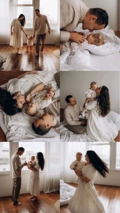 a collage of photos with people and babys