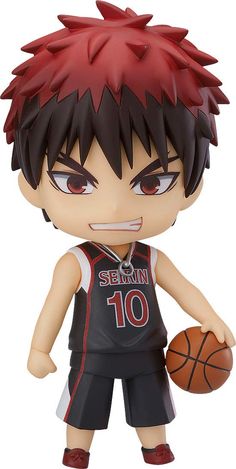 a toy figurine with red hair holding a basketball in it's hand