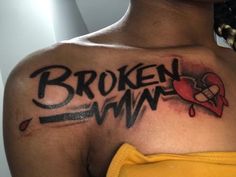 Rodwave Tattoo Ideas, Heart Break Tattoos Men, Cold Hearted Tattoo Ideas, Broken Tatoos Ideas, Rod Wave Tattoo Ideas, Broke Heart Tattoo, Heart Break Tattoos, Heartbreaker Tattoo, No Love Tattoo