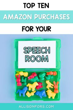 Must Have Speech Therapy Materials, Speech Therapy Must Haves, Best Games For Speech Therapy, Speech Therapy Organization Ideas, Speech Therapy Room Setup, Slp Teletherapy, Speech Therapy Room Decor, Speech Therapy Room, Professional Communication