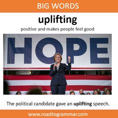More examples:
Her speech at the graduation ceremony was so uplifting that it moved many students to tears.
Watching a sunset over the mountains can be an uplifting experience, reminding us of nature’s beauty.
The team's victory was an uplifting moment for the community, bringing everyone together in celebration.
Reading stories of resilience and triumph is always uplifting, especially during challenging times. Big Words, Feel Good, Feelings