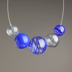 "This Big blue necklace is made of glass in the lampwork technique, each bead is hand blown and unique. This blue chunky necklace is lightweight, stylish and elegant and will become a versatile and irreplaceable addition to your everyday outfits! 💕 You will definitely look stunning in this glass bubble necklace! Dimensions: the necklace length is adjustable, 20\"-22\" inch (51-56cm). Materials: artist lampwork glass beads, metal fittings. 🎁 This large bead necklace will also be a great gift fo Modern Blue Necklace, Blue Glass Round Bead Necklaces, Blue Murano Glass Beaded Necklace With Large Beads, Blue Round Glass Beaded Necklace, Blue Round Glass Necklaces, Blue Glass Round Necklaces, Handmade Blue Murano Glass Beaded Necklaces, Blue Glass Bead Necklaces, Large Bead Necklace