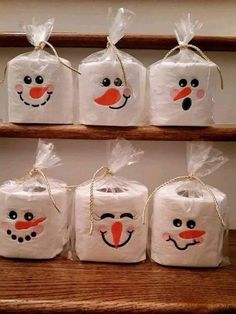 some bags that have been made to look like snowmen